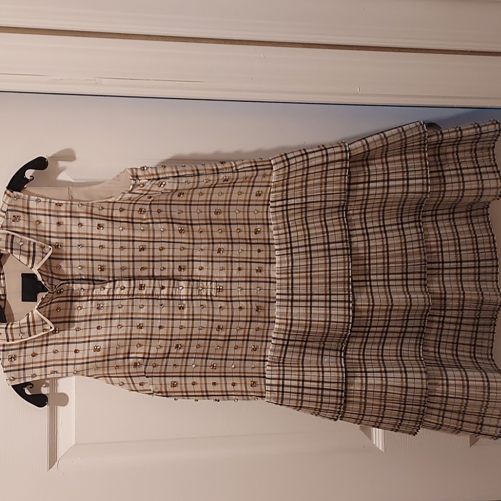NWT J. Crew Collection Tiered Ruffled Sequin Embellished Plaid Dress 4